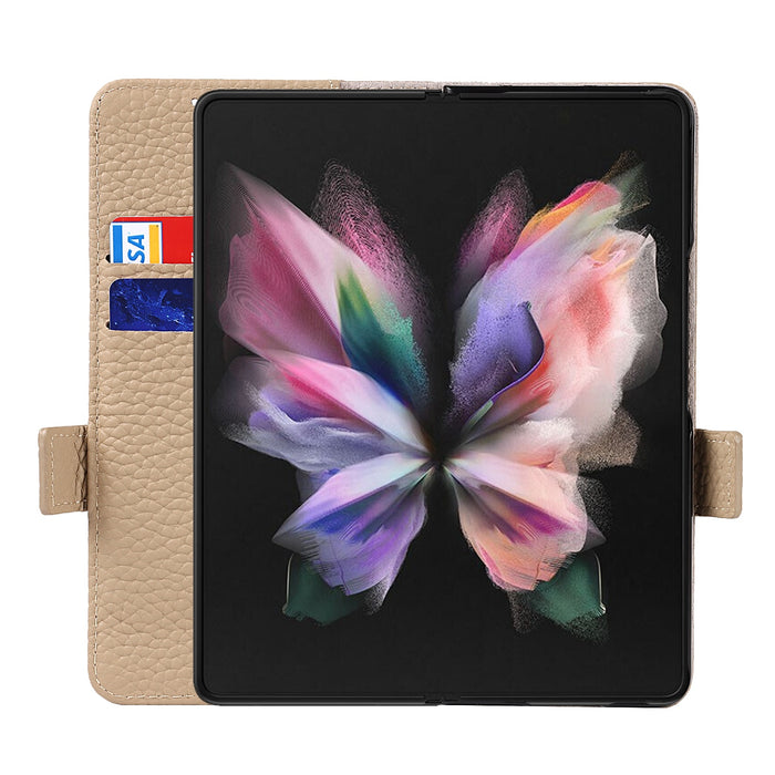 Genuine Leather Wallet Case With S Pen Protective Cover For Samsung Galaxy Z Fold 3