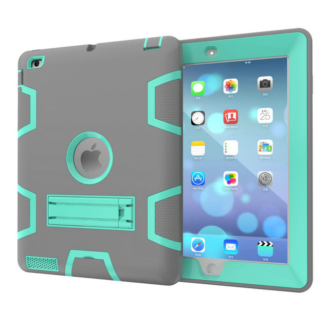 Hybrid Three Layer Heavy Duty Armor Full Body Protector Case with Free stylus For Apple iPad 2 iPad 3 iPad 4