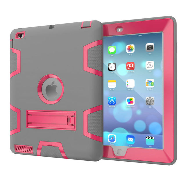 Hybrid Three Layer Heavy Duty Armor Full Body Protector Case with Free stylus For Apple iPad 2 iPad 3 iPad 4