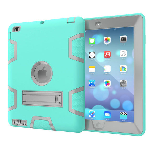 Hybrid Three Layer Heavy Duty Armor Full Body Protector Case with Free stylus For Apple iPad 2 iPad 3 iPad 4