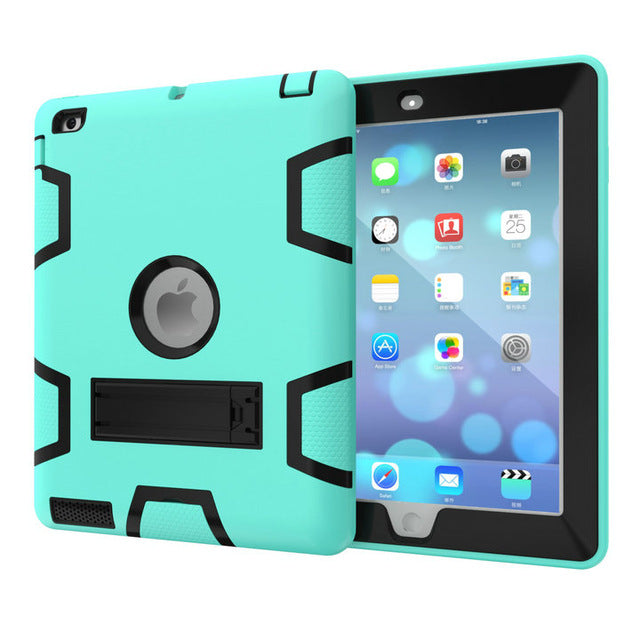 Hybrid Three Layer Heavy Duty Armor Full Body Protector Case with Free stylus For Apple iPad 2 iPad 3 iPad 4