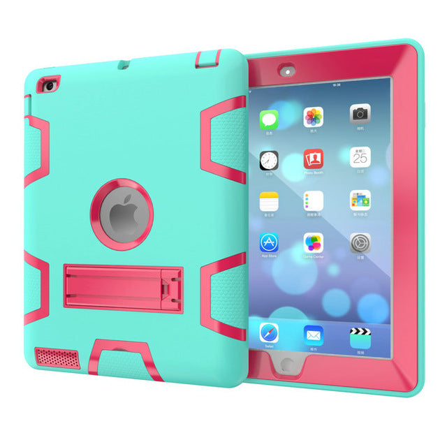 Hybrid Three Layer Heavy Duty Armor Full Body Protector Case with Free stylus For Apple iPad 2 iPad 3 iPad 4