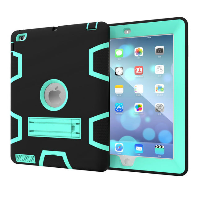 Hybrid Three Layer Heavy Duty Armor Full Body Protector Case with Free stylus For Apple iPad 2 iPad 3 iPad 4