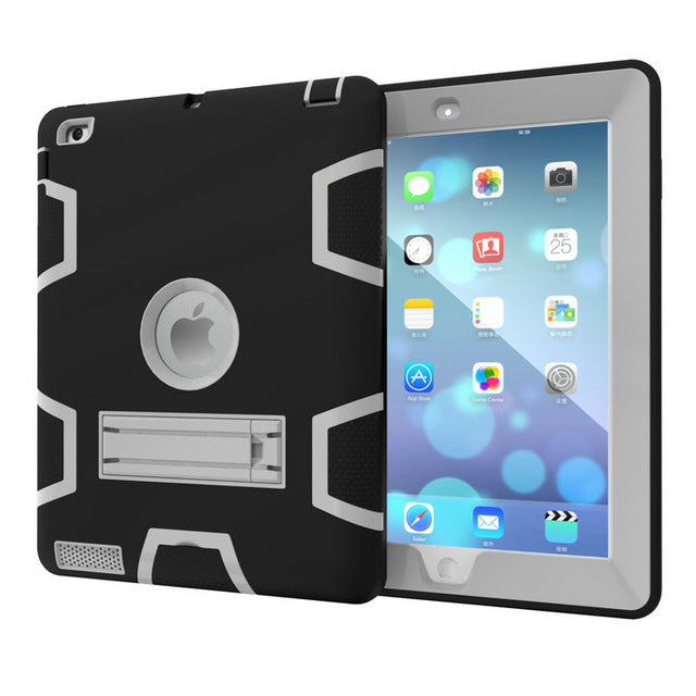 Hybrid Three Layer Heavy Duty Armor Full Body Protector Case with Free stylus For Apple iPad 2 iPad 3 iPad 4