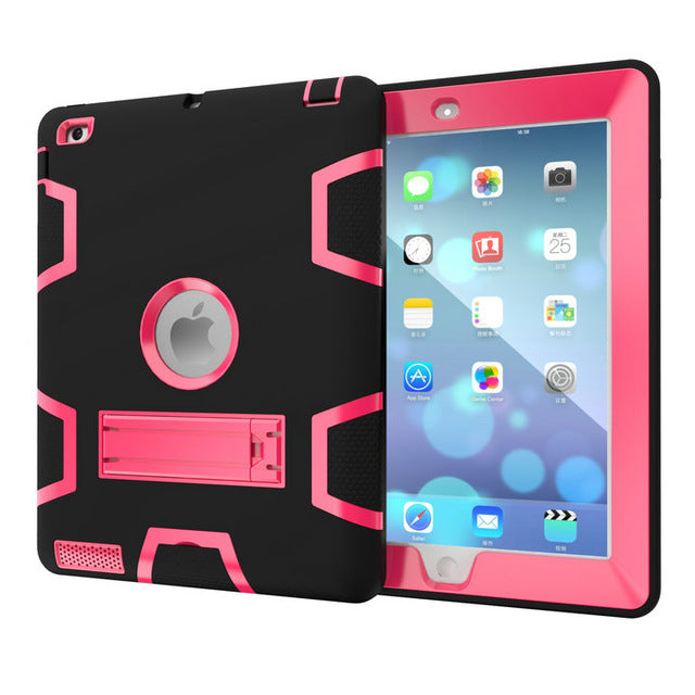 Hybrid Three Layer Heavy Duty Armor Full Body Protector Case with Free stylus For Apple iPad 2 iPad 3 iPad 4