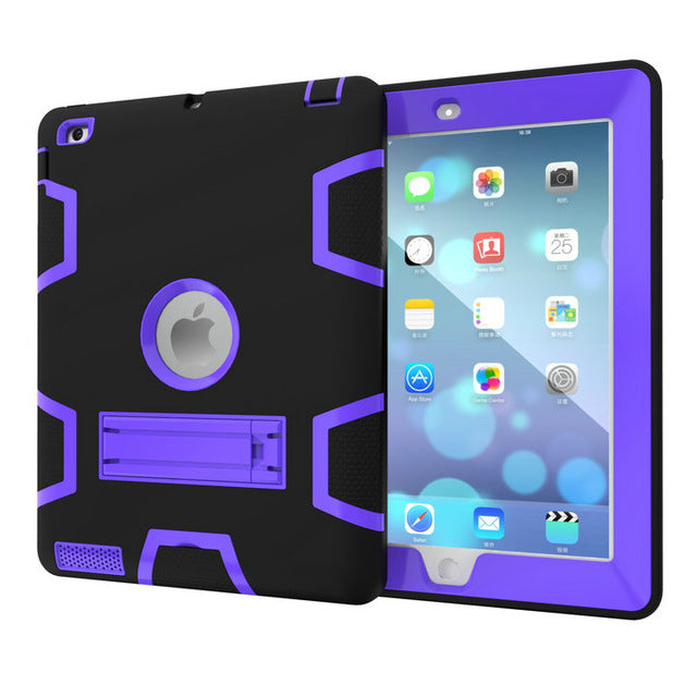 Hybrid Three Layer Heavy Duty Armor Full Body Protector Case with Free stylus For Apple iPad 2 iPad 3 iPad 4
