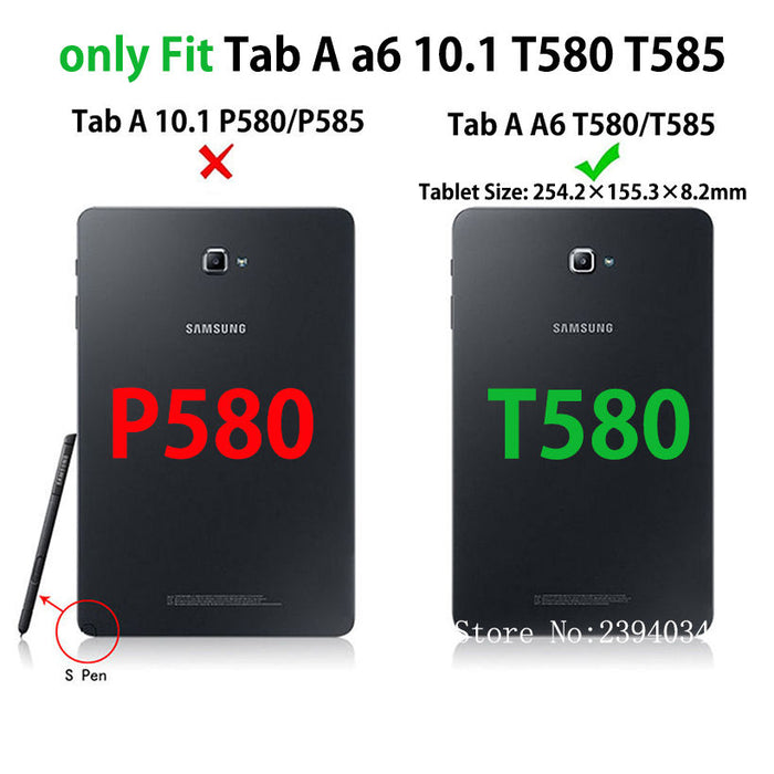 PU Leather Tablet Case With FREE Screen Protector + Pen For Samsung Galaxy Tab A A6 10.1" 2016 SM-T580 T585 T580 T585N