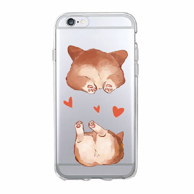 Cute Corgi Butt Soft Clear Phone Case For iPhone 7 7Plus 6 6S 8 8PLUS X XS Max